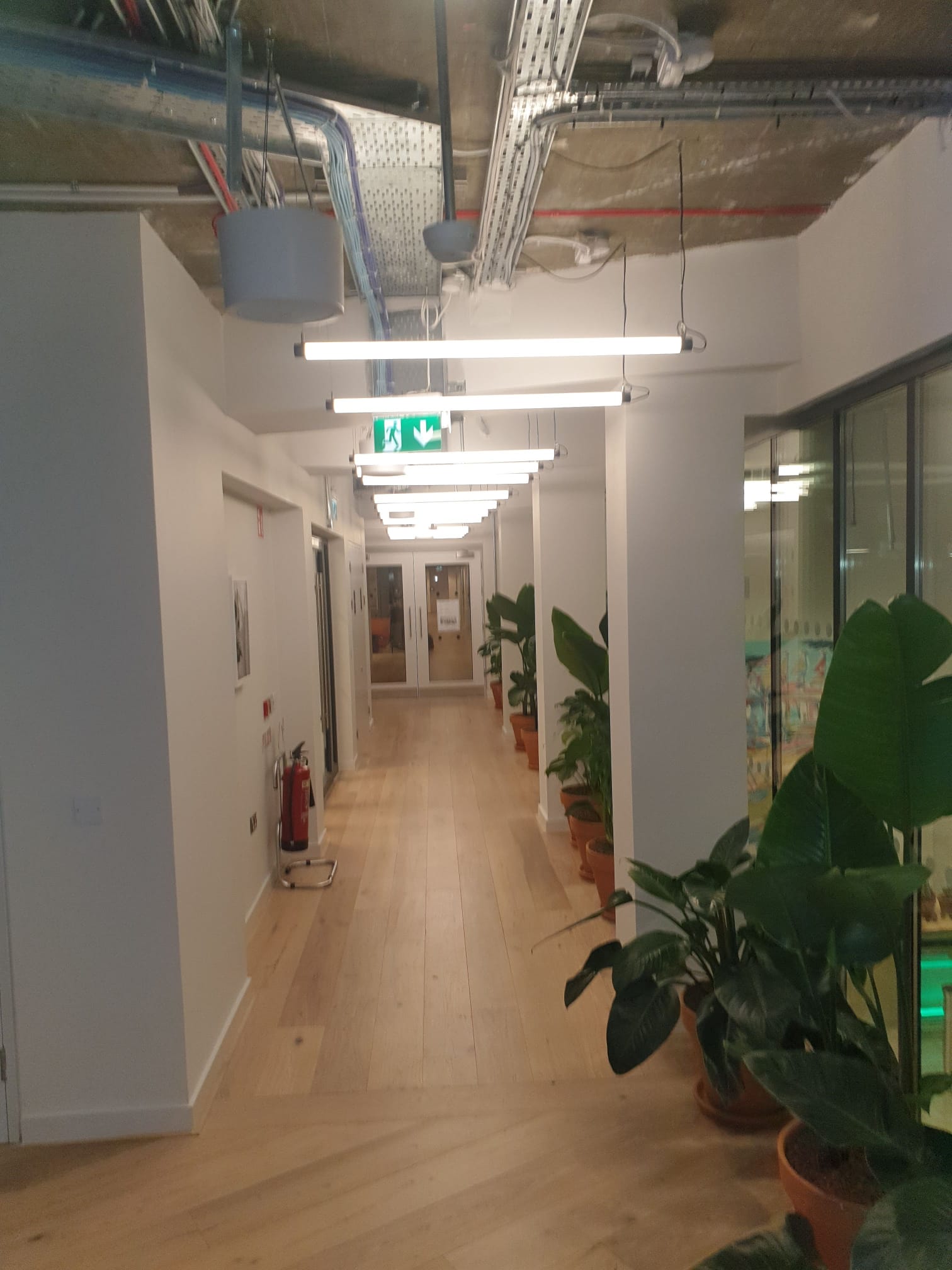 Corridor lighting in a fitted-out office